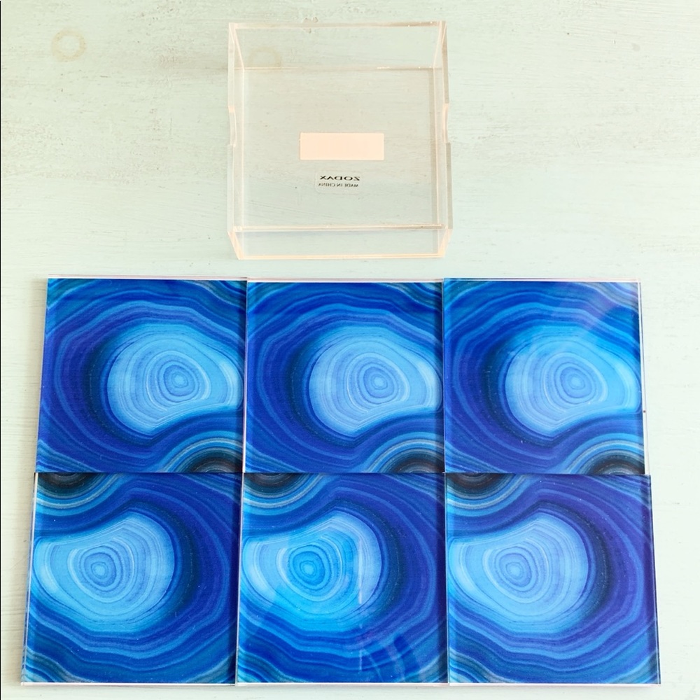Set of blue agate/geode coasters